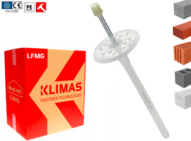 10x220mm - 100ks - Fasádne natĺkacie hmoždinky LFMG - kovový tŕň - s predĺženou expanznou zónou